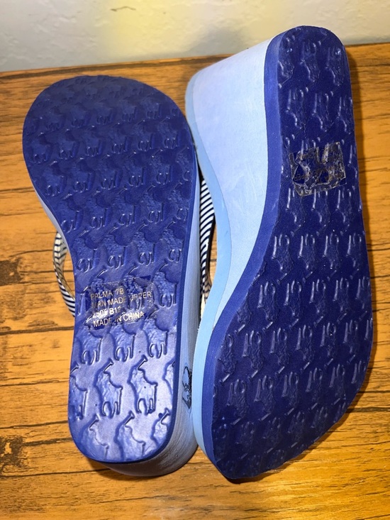 New Women’s Polo Ralph Lauren Blue Wedge Flip Flop Sandals Size 7B - Picture 5 of 6